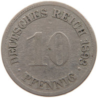 GERMANY EMPIRE 10 PFENNIG 1893 F #s107 0713 - 10 Pfennig