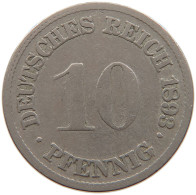 GERMANY EMPIRE 10 PFENNIG 1893 F #s107 0717 - 10 Pfennig
