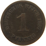 GERMANY EMPIRE 1 PFENNIG 1887 A #s107 0585 - 1 Pfennig