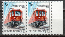 BELGIE : 1488-V1 Varieteit : Blok Op Spoor - Bloc Sur Rails (1969) ** MNH - 1961-1990