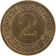 GERMANY WEIMAR 2 REICHSPFENNIG 1936 D #s109 0077 - 2 Rentenpfennig & 2 Reichspfennig