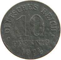 GERMANY WEIMAR 10 PFENNIG 1922 #s109 0043 - 10 Rentenpfennig & 10 Reichspfennig