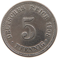 GERMANY EMPIRE 5 PFENNIG 1908 A #s109 0867 - 5 Pfennig