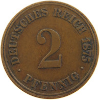 GERMANY EMPIRE 2 PFENNIG 1875 J #s109 0959 - 2 Pfennig