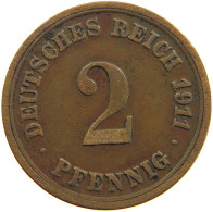 GERMANY EMPIRE 2 PFENNIG 1911 F #s109 0963 - 2 Pfennig