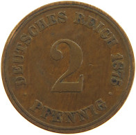 GERMANY EMPIRE 2 PFENNIG 1875 J #s109 0967 - 2 Pfennig