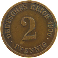 GERMANY EMPIRE 2 PFENNIG 1906 J #s109 0965 - 2 Pfennig