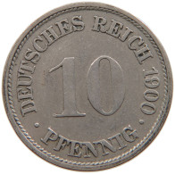 GERMANY EMPIRE 10 PFENNIG 1900 F #s109 0333 - 10 Pfennig