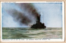 21548 / ⭐ NAVY 1914-1918 ANGLETERRE Prete à FRAPPER Grosses Pieces Ne Choment Pas CREPUSCULE Sur MER Du NORD Cpaww1 - Oorlog