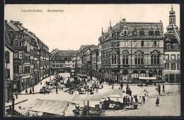 AK Saarbrücken, Marktplatz Mit Geschäften Und Strassenbahn  - Saarbruecken