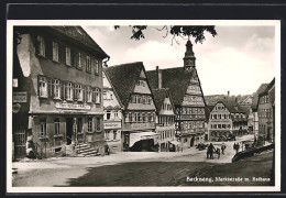 AK Backnang, Marktstrasse Mit Gasthaus Zum Löwen, Oberer Apotheke A. Roser Und Rathaus  - Backnang