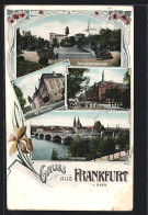 AK Frankfurt, Regierung, Oderbrücke, Postgebäude  - Frankfurt A. D. Oder