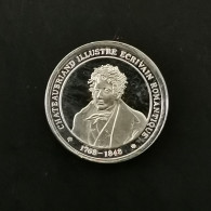 MEDAILLE ARGENT PETIT MODULE 13mm 1.7G CHATEAUBRIAND ILLUSTRE ECRIVAIN ROMANTIQUE - Autres & Non Classés