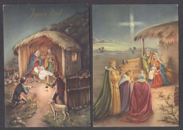 117755/ Crèche, Nativité, Lot De 2 Cartes - Autres & Non Classés