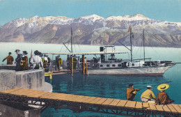 LAUSANNE-OUCHY. Port Avec Voilier à Moteur Et Montagne De La Savoie. Motorsegler Im Hafen, Um 1905 - Lausanne