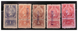 1903-1904 MÉXICO TIMBRES FISCALES (5) CON TALÓN  TAXES, For Documents REVENUE STAMPS, - Mexico