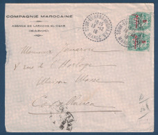 CAD SOUK EL ARBA DU GHARB MAROC 1916 Sur LETTRE ENTETE COMPAGNIE MAROCAINE AGENCE LARACHE EL-KSAR BLANC X 2 > CASABLANCA - Covers & Documents