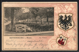 AK Rotenburg / Wümme, Partie Am Wasser, Rahmen Mit Wappen  - Rotenburg (Wuemme)