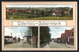 AK Osterholz-Scharmbeck, Bahnhofstrasse, Chaussee Und Ortsansicht  - Autres & Non Classés