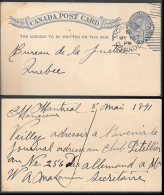 Canada Montreal 1c Postal Stationery Card Mailed 1891 - Postal History