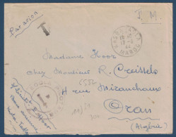 CACHET MILITAIRE " ECOLE DE PILOTAGE " MENTION BASE AÉRIENNE KASBA TADLA Sur LETTRE FM FRANCHISE ORAN ALGÉRIE 1944 WW2 - Brieven En Documenten