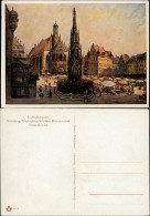 Nürnberg Künstlerkarte Mößler: Marktplatz, Schöner Brunnen Und Frauenkirche 1930 - Nuernberg