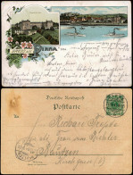 Ansichtskarte Litho AK Pirna 2 Bild: Stadt, Dampfer Und Sonnenstein 1896 - Pirna