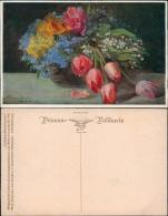 Ansichtskarte  Künstlerkarte Blumenbouquet Tulpen 1912 - 1900-1949