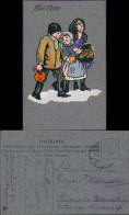 Ansichtskarte  Neujahr Sylvester New Year Familie Künstlerkarte 1915 - New Year