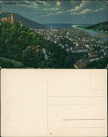 Heidelberg Panorama-Ansicht Schloss V. D. Terrasse Bei Mondschein 1910 - Heidelberg