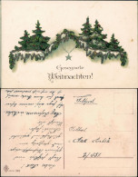 Weihnachten Christmas Tannenbäume Weihnachtsstern Glitzerapplikation 1915 - Other & Unclassified