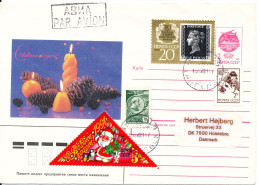 USSR Postal Stationery Cover Uprated And Sent To Denmark 15-12-1991 With Topic Stamps - Lettres & Documents