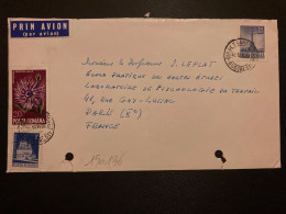 LETTRE Par Avion Pour La FRANCE TP 2L40 + 1L + FLEURS 20L OBL.25 12 74 BUCUREST - Storia Postale