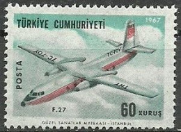 Turkey; 1967 Airmail Stamp 60 K. "Thin Paper Variety" - Unused Stamps