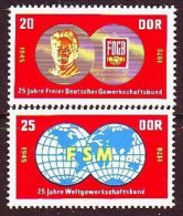 1970. DDR. 25th Anniversaries Of The FDGB And The WFTU. MNH. Mi. Nr. 1577-78 - Nuovi