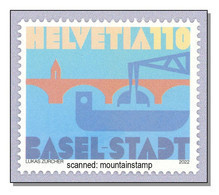 Switzerland 2022 (B22) Brücke Bridge Ship Basel Stadt Hafenkran Harbour Crane Stamp From Series Canton Of Switzerland ** - Ongebruikt