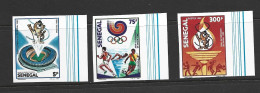 Senegal Soccer At Olympic Games 1988 Seoul Set Of 3 Imperforate Marginal MNH - Unused Stamps