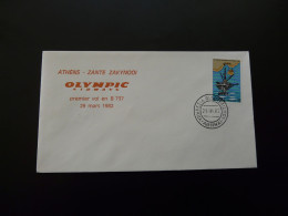 Lettre Premier Vol First Flight Cover Athens Aakynthos Boeing 737 Olympic Airways 1982 - Lettres & Documents