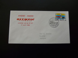 Lettre Premier Vol First Flight Cover Athens Madrid Boeing 727 Olympic Airways 1982 - Lettres & Documents