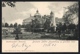 AK Dresden, Deutsche Städte-Ausstellung 1903, Ausstellungspalast, Parkansicht  - Esposizioni