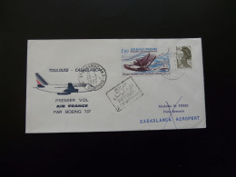 Lettre Premier Vol First Flight Cover Toulouse -> Casablanca Maroc Boeing 737 Air France 1983 - Premiers Vols