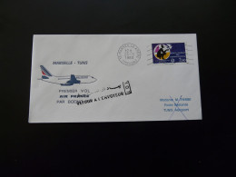 Lettre Premier Vol First Flight Cover Marseille -> Tunis Tunisie Boeing 737 Air France 1983 - Erst- U. Sonderflugbriefe