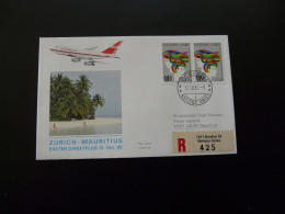 Lettre Premier Vol First Flight Cover Geneve Port Louis Boeing 747 Air Maurtius 1985 - Poste Aérienne