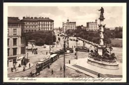 AK Wien, Strassenbahnen Am Nordbahnhof, Tegetthoff-Monument  - Tramways