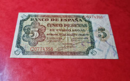 BILLETE 5 PESETAS 1938 EBC- / XF+/aUNC SPAIN BANKNOTE LOT ESPAGNE *COMPRAS MULTIPLES CONSULTAR* C95 - 5 Pesetas
