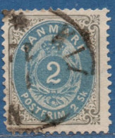 Danmark,1870 2 S Grey /ultramarin Cancelled - Usado