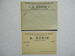 Une Carte Réponse De Commande Et Une Enveloppe Volailles De Bresse A. Monin à Louhans Saône Et Loire Années 1910 - 1900 – 1949