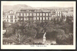 TUNIS Place De La Gare Avec Nouvel Hotel 1954  - Tunisia