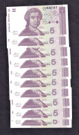 Croatia 5 Dinara 1991 P-17a  UNC X 10 - Croatia