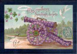 Carte Illustrée Gauffrée. Canon En Violettes - Bloemen